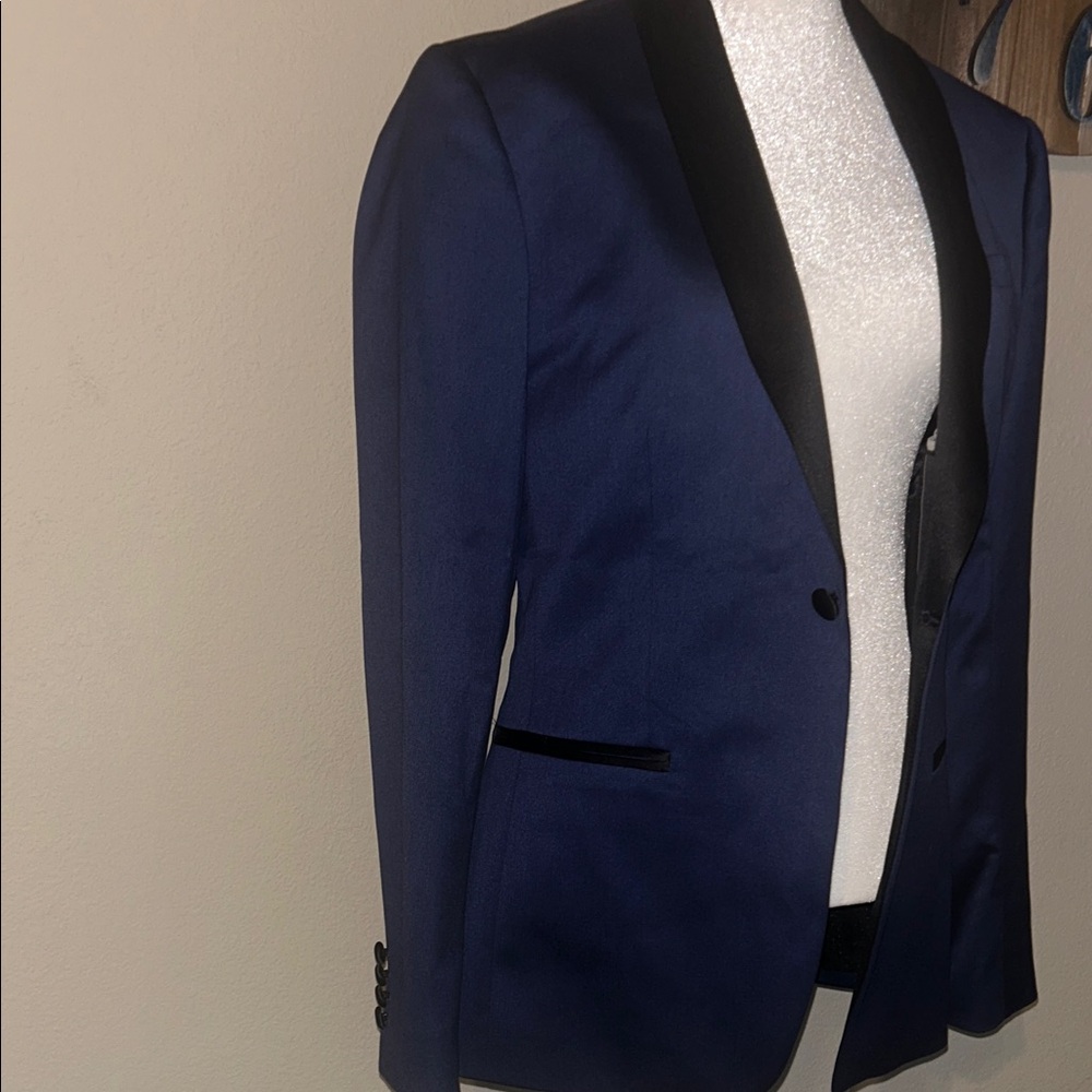 Men's Navy Blue tuxedo jacket with Black Lapel